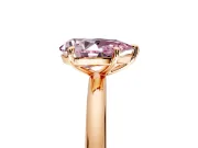 Low-Set Solitaire Engagement Ring Setting for Fancy Pink Pear-Shaped Center with Thin Plain Band and Prong Head in Rose Gold
