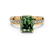 Solitaire Engagement Ring Setting for Fancy Green Radiant Cut Center with Raised Channel Band and Prong Head in Yellow Gold