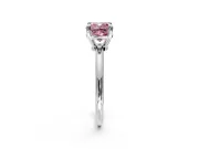 Minimalist Solitaire Engagement Ring Setting for Fancy Pink Cushion Cut Center with Thin Band and Prong Head in White Gold