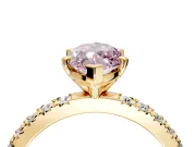 Solitaire Engagement Ring Setting for Fancy Pink Marquise Center with Fine Pave Band and Claw Prong Head in Yellow Gold