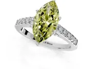 Solitaire Engagement Ring Setting for Fancy Yellow Marquise Center with Crossover Accents and Prong Head in Platinum