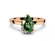 Solitaire Engagement Ring Setting for Fancy Green Pear-Shaped Center with Plain Band and Flat Tab Prong Head in Rose Gold