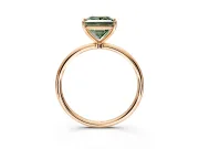 Solitaire Engagement Ring Setting for Fancy Green Princess Cut Center with Straight Thin Band and Prong Head in Rose Gold