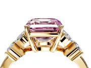 Floral Engagement Ring Setting for Fancy Pink Asscher Cut Center with Marquise Cluster Shoulders and Prong Head in Yellow Gold