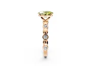 Solitaire Engagement Ring Setting for Fancy Yellow Oval Center with Beaded Bezel Station Band and Prong Head in Rose Gold