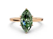 Solitaire Engagement Ring Setting for Fancy Green Marquise Center with Narrow Cathedral Band and Prong Head in Rose Gold