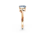 Solitaire Engagement Ring Setting for Fancy Blue Radiant Cut Center with Plain Bypass Twist Band and Prong Head in Rose Gold