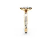 Solitaire Engagement Ring Setting for Marquise Center with Channel Baguette Band and Prong Head in Yellow Gold