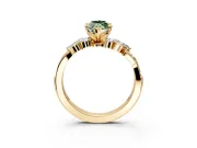 Solitaire Engagement Ring Setting for Fancy Green Marquise Center with Marquise Accent Twist Band and Prong Head in Yellow Gold