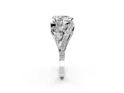 Halo Engagement Ring Setting for Pear-Shaped Center with Marquise and Pave Bypass Band and Prong Head in Platinum