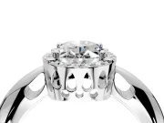 Halo Engagement Ring Setting for Oval Center with Tapered Plain Band and Prong Head in Sterling Silver