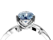 Solitaire Engagement Ring Setting for Fancy Blue Pear-Shaped Center with Pave and Plain Crossover Band and Prong Head in Sterling Silver
