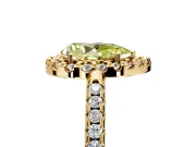 Pave Halo Engagement Ring Setting for Fancy Yellow Pear-Shaped Center with Single Row Pave Band and Prong Head in Yellow Gold
