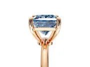 Minimalist Solitaire Engagement Ring Setting for Fancy Blue Princess Cut Center with Thin Band and Prong Head in Rose Gold
