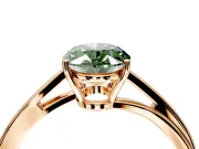 Solitaire Engagement Ring Setting for Fancy Green Oval Center with Plain Bypass Twist Band and Prong Head in Rose Gold