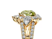 Halo Engagement Ring Setting for Fancy Yellow Heart-Shaped Center with Two-Strand Split Shank and Prong Head in Yellow Gold