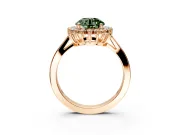 Starburst Halo Engagement Ring Setting for Fancy Green Round Cut Center with Flat Cathedral Band and Prong Head in Rose Gold