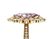 Milgrain Halo Engagement Ring Setting for Fancy Pink Marquise Center with Bezel Point Accents and Prong Head in Yellow Gold