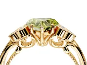 Cluster Engagement Ring Setting for Fancy Yellow Heart-Shaped Center with Bezel Accent Clusters and Prong Head in Yellow Gold