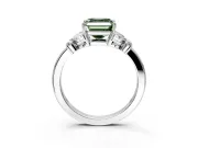 Solitaire Engagement Ring Setting for Fancy Green Asscher Cut Center with Marquise Flower Shoulders and Prong Head in Sterling Silver