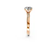 Side Accent Engagement Ring Setting for Round Cut Center with Accent Shoulders and Prong Head in Rose Gold