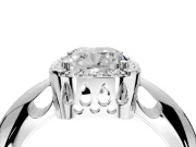 Halo Engagement Ring Setting for Cushion Cut Center with Tapered Plain Band and Prong Head in Sterling Silver