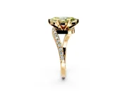 Solitaire Engagement Ring Setting for Fancy Yellow Marquise Center with Pave Bypass Swirl Band and Prong Head in Yellow Gold