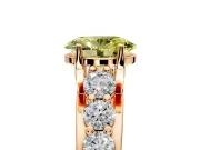 Solitaire Engagement Ring Setting for Fancy Yellow Oval Center with Graduated Shared Prongs and Prong Head in Rose Gold