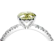 Solitaire Engagement Ring Setting for Fancy Yellow Oval Center with Large Accent Band and Prong Head in Platinum