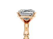 Solitaire Engagement Ring Setting for Asscher Cut Center with Bamboo Band and Prong Head in Rose Gold
