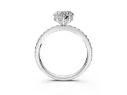 Solitaire Engagement Ring Setting for Heart-Shaped Center with Fine Pave Band and Prong Head in Sterling Silver