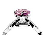Solitaire Engagement Ring Setting for Fancy Pink Radiant Cut Center with Accented Twist Band and Leaf Prong Head in Sterling Silver