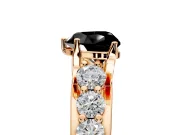 Solitaire Engagement Ring Setting for Fancy Black Heart-Shaped Center with Graduated Shared Prongs and Prong Head in Rose Gold