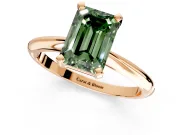 Solitaire Engagement Ring Setting for Fancy Green Emerald Cut Center with Knife Ridge Band and Claw Prong Head in Rose Gold
