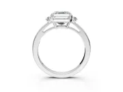 3 Stone Engagement Ring Setting for Asscher Cut Center with Low-Set Round Cut Accents and Prong Head in Platinum