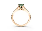 Solitaire Engagement Ring Setting for Fancy Green Cushion Cut Center with Pave Split Shank and Prong Head in Rose Gold