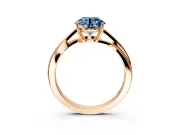 Solitaire Engagement Ring Setting for Fancy Blue Round Cut Center with Plain Bypass Twist Band and Prong Head in Rose Gold