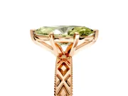 Solitaire Engagement Ring Setting for Fancy Yellow Marquise Center with Milgrain X Pattern Band and Prong Head in Rose Gold