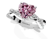Solitaire Engagement Ring Setting for Fancy Pink Heart-Shaped Center with Half-Pave Crossover Band and Prong Head in Sterling Silver