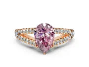 Solitaire Engagement Ring Setting for Fancy Pink Pear-Shaped Center with Pave Split Shank and Prong Head in Rose Gold