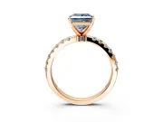 Open Basket Engagement Ring Setting for Fancy Blue Princess Cut Center with Pave Band and Prong Head in Rose Gold