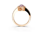 Accent Halo Engagement Ring Setting for Fancy Pink Marquise Center with Full-Length Pave Band and Prong Head in Rose Gold