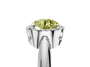 Halo Engagement Ring Setting for Fancy Yellow Round Cut Center with Tapered Plain Band and Prong Head in Platinum