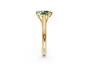 Solitaire Engagement Ring Setting for Fancy Green Pear-Shaped Center with Cathedral Band and Prong Head in Yellow Gold