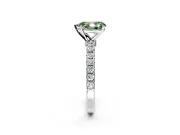 Open Basket Engagement Ring Setting for Fancy Green Pear-Shaped Center with Pave Band and Prong Head in Platinum