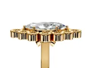 Cluster Halo Engagement Ring Setting for Marquise Center with Milgrain Bezel Accents and Prong Head in Yellow Gold