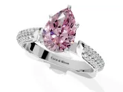 Solitaire Engagement Ring Setting for Fancy Pink Pear-Shaped Center with Multi-Row Accents and Prong Head in Platinum