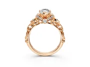 Solitaire Engagement Ring Setting for Marquise Center with Filigree Band and Prong Head in Rose Gold