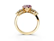 Cluster Engagement Ring Setting for Fancy Pink Heart-Shaped Center with 2-Row Shoulder Clusters and Prong Head in Yellow Gold