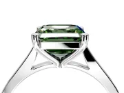 Solitaire Engagement Ring Setting for Fancy Green Asscher Cut Center with Tapered Shoulders and Prong Head in White Gold